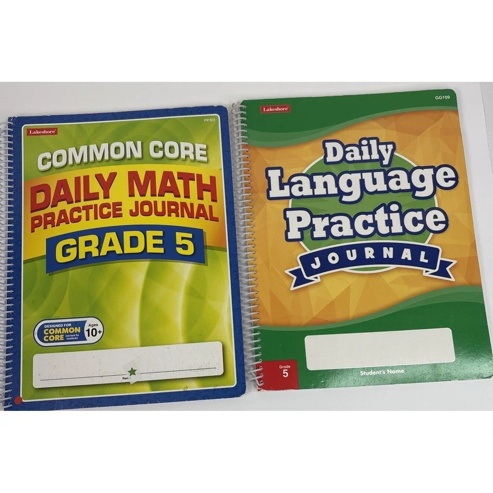 2 Set Of Daily  Math & Language‎ Practice Journals Grades 5, Unused